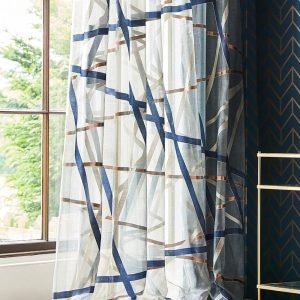 Harlequin Yasuda Sheer Striped Multicolour Voile Curtain M2M