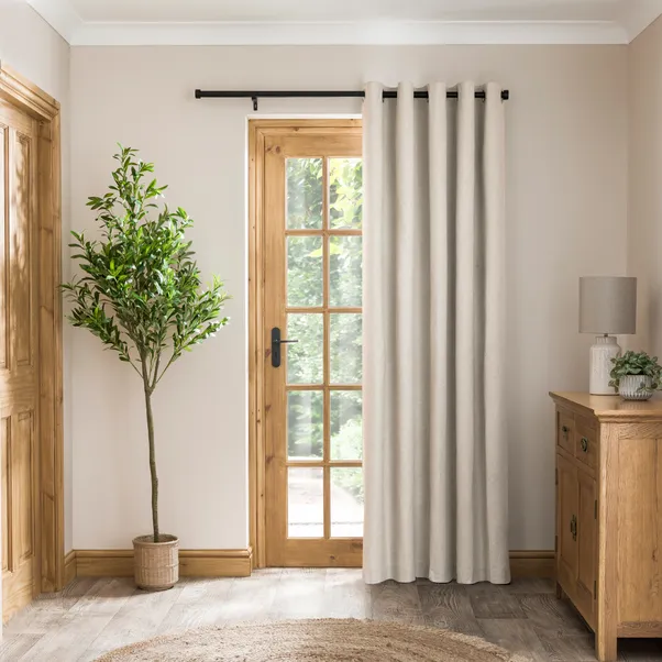 Luna Brushed Blackout Eyelet Door Curtain1