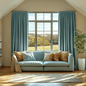 Aquamarine Light Blue Pencil Pleat Curtains