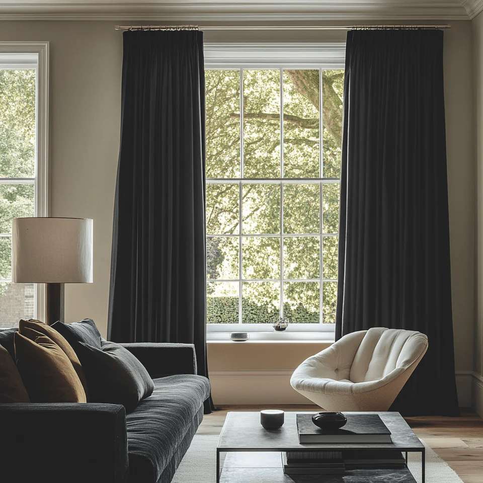 Black Pencil Pleat Curtains