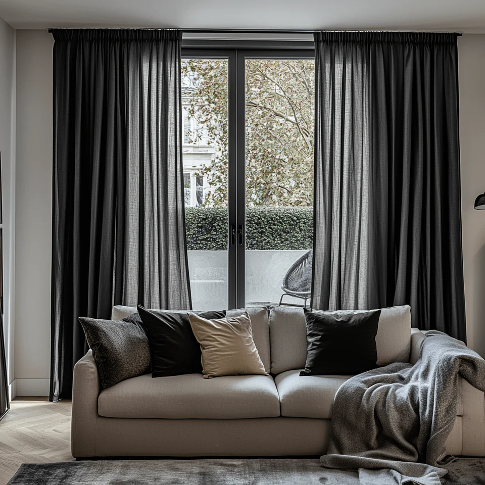 Black Pencil Pleat Curtains