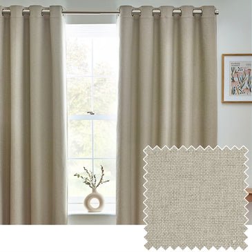 Dawn Textured Blackout Eyelet Curtains Natural