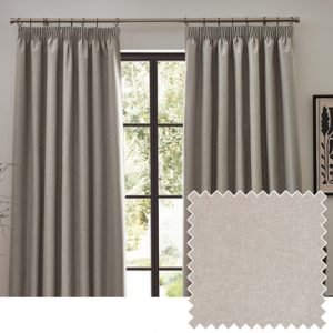 Dawn Textured Blackout Pencil Pleat Curtains Linen