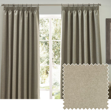 Dawn Textured Blackout Pencil Pleat Curtains Natural