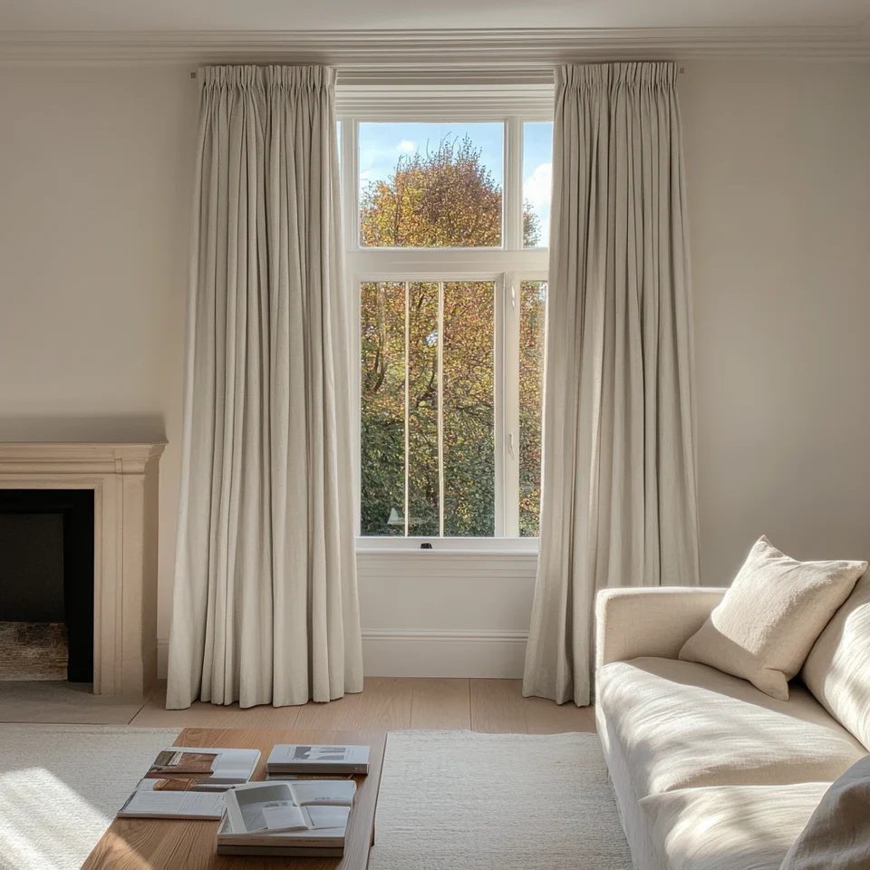 Ecru Pencil Pleat Curtains