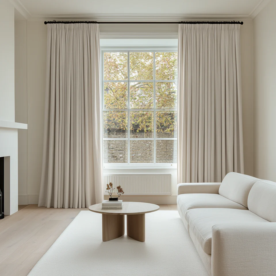 Ecru Pencil Pleat Curtains