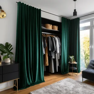 Emerald Green Closet Dark Green Velvet Curtains