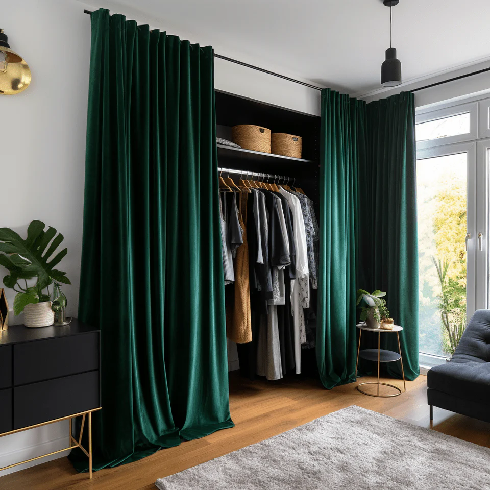 Emerald Green Closet Dark Green Velvet Curtains