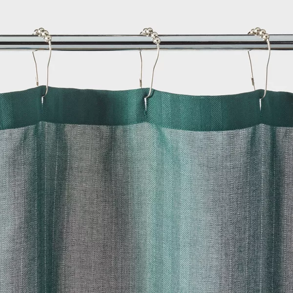 Herringbone Fabric Green Shower Curtain