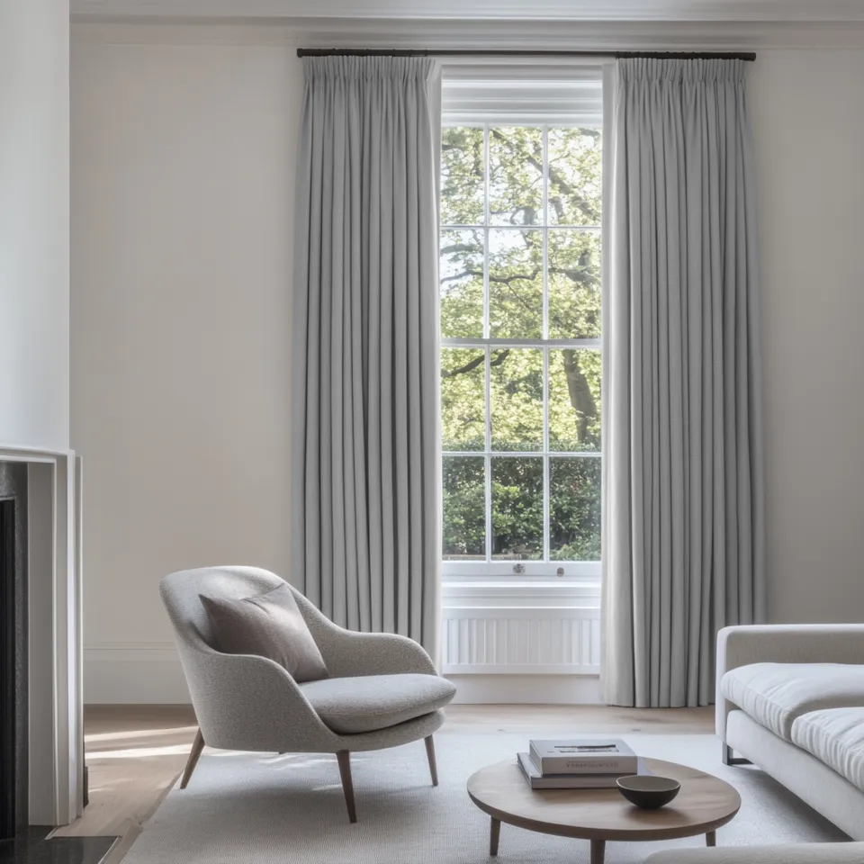 Light Stone Grey Pencil Pleat Curtains