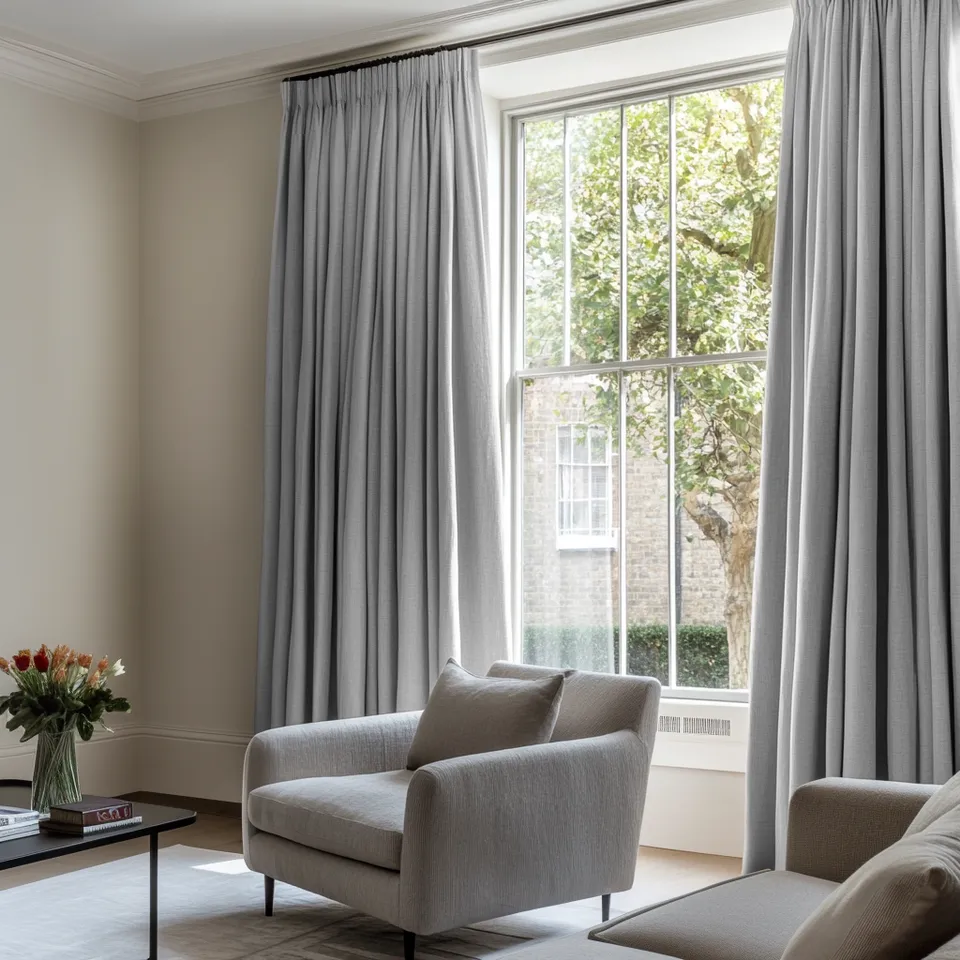 Light Stone Grey Pencil Pleat Curtains