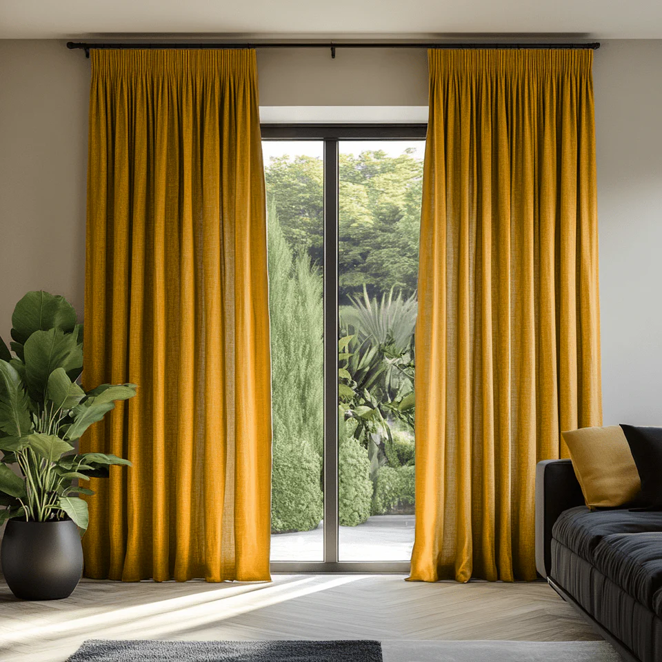 Mustard Yellow Pencil Pleat Curtains