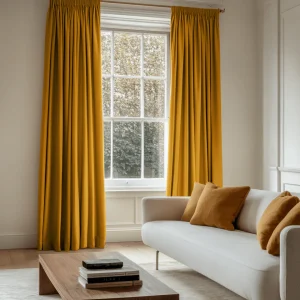 Mustard Yellow Pencil Pleat Curtains