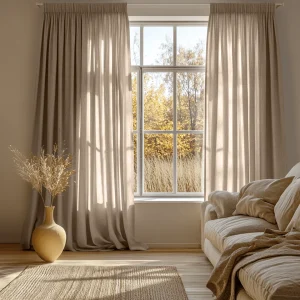 Natural Beige Pencil Pleat Curtains