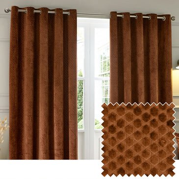 Neptune Velvet Room Darkening Eyelet Curtains Copper