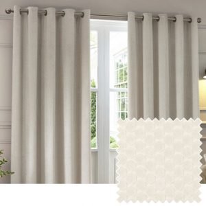 Neptune Velvet Room Darkening Eyelet Curtains Ivory