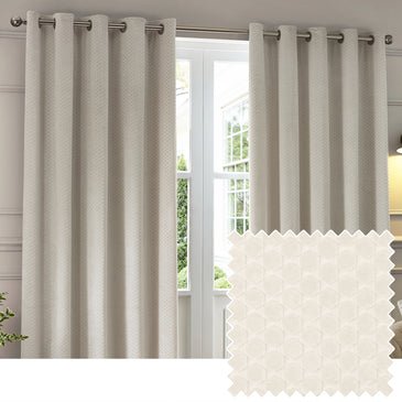 Neptune Velvet Room Darkening Eyelet Curtains Ivory
