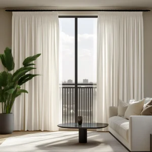 Off-White Ivory Pencil Pleat Curtains