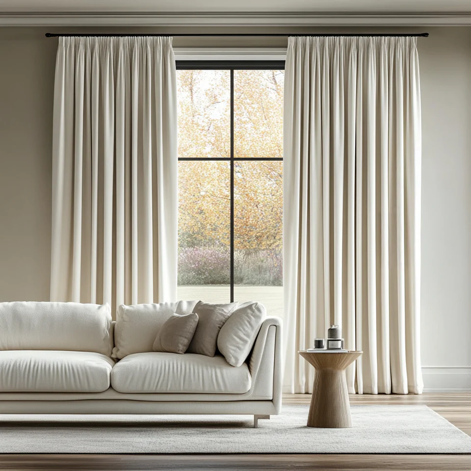 Off-White Ivory Pencil Pleat Curtains
