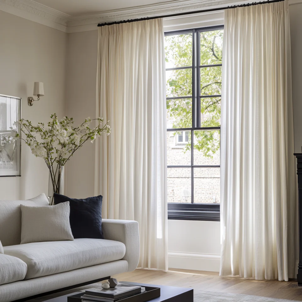 Off-White Ivory Pencil Pleat Curtains