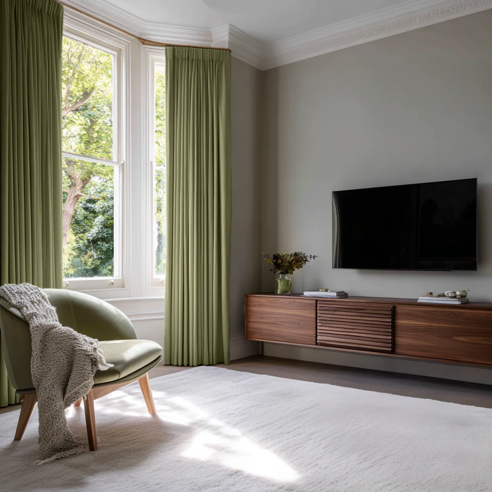 Olive Green Pencil Pleat Curtains