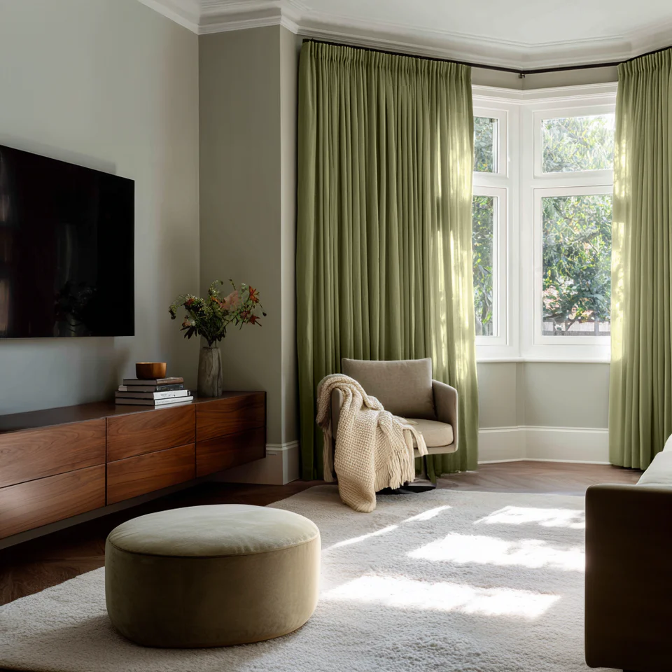 Olive Green Pencil Pleat Curtains