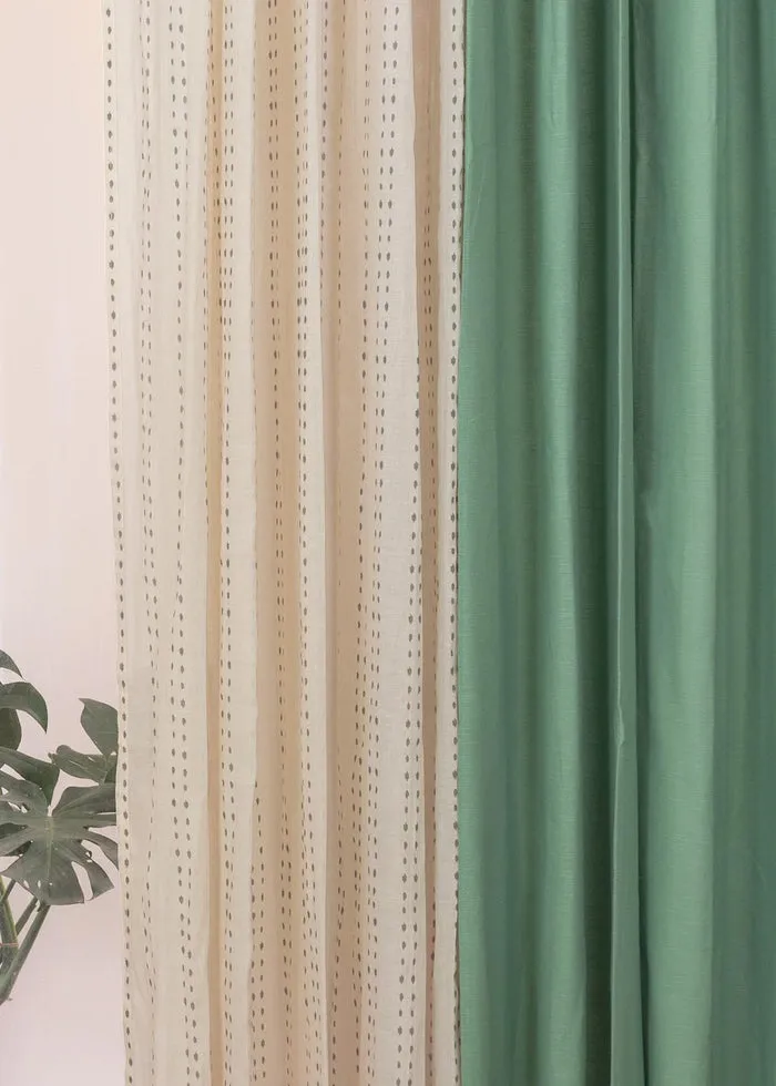 Sage Green Solid Dew Sheer Set Combo Cotton Curtain