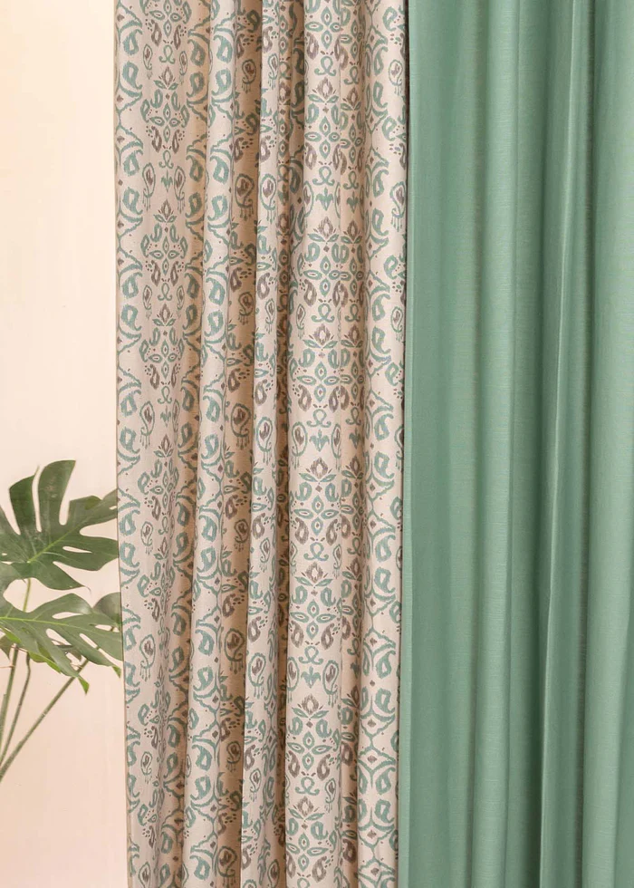Sage Green Solid Spice Route Set Combo Cotton Curtain