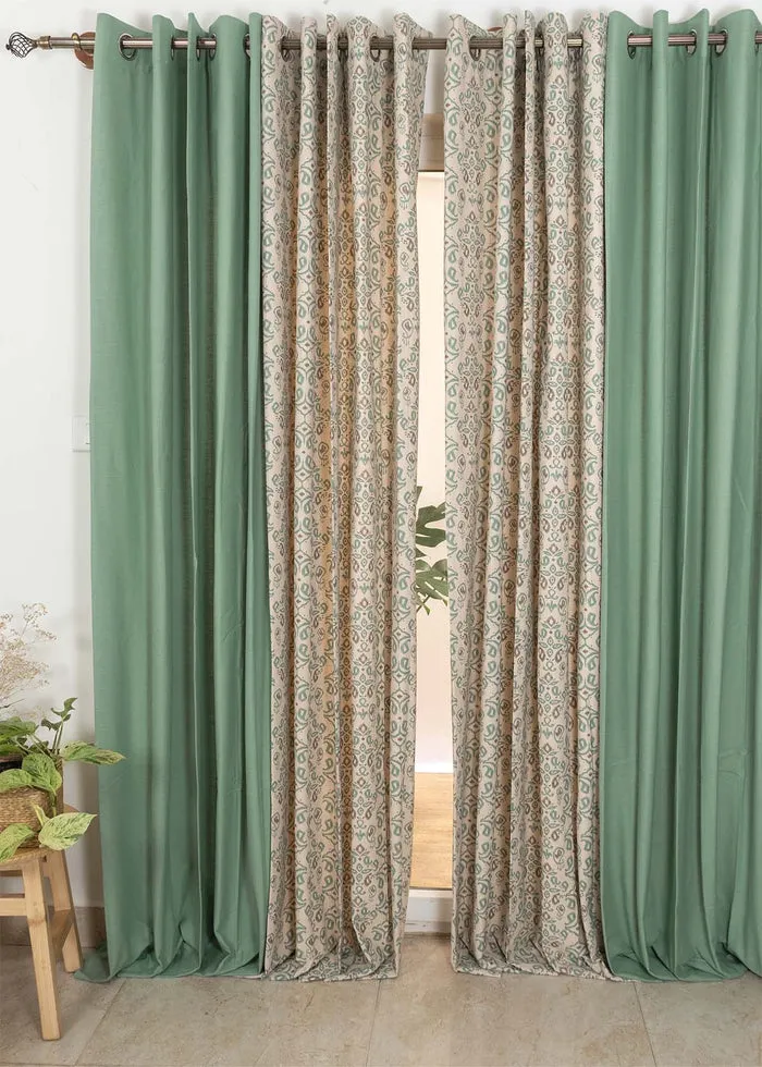 Sage Green Solid Spice Route Set Combo Cotton Curtains