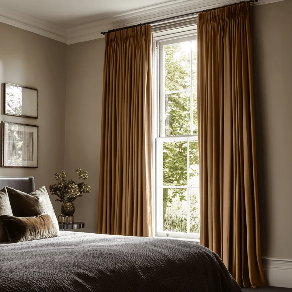 Tawny Warm Brown Pencil Pleat Curtains