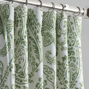 Tea Time Green and White Floral Room Darkening Curtain