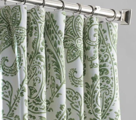 Tea Time Green and White Floral Room Darkening Curtain