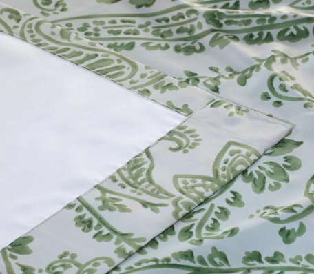 Tea Time Green and White Floral Room Darkening Curtain