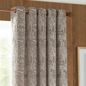 Winter Woods Chenille Room Darkening Eyelet Curtains Taupe