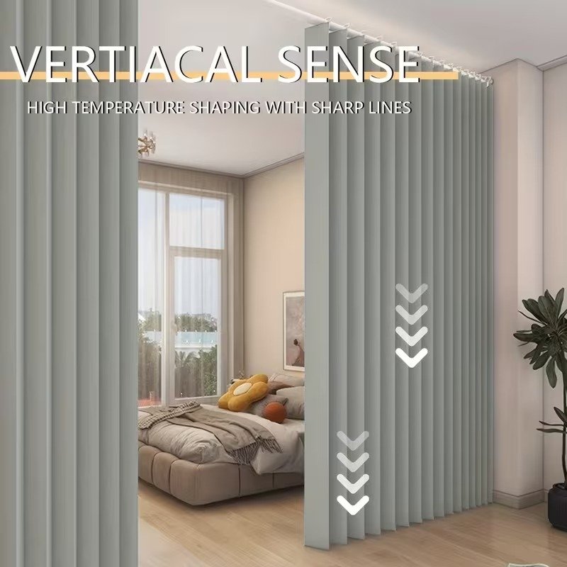 1-Panel High-Temp Wrinkle-Resistant Folding Curtain with Roller Ring