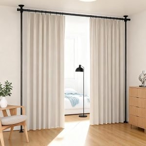 Beauenty Adjustable Black Room Divider Curtain Rod