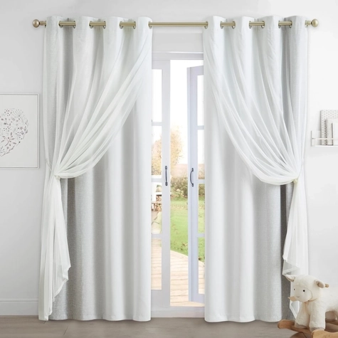 minimalist office curtains Layered blackout and sheer curtains for flexible light control and impressive styling