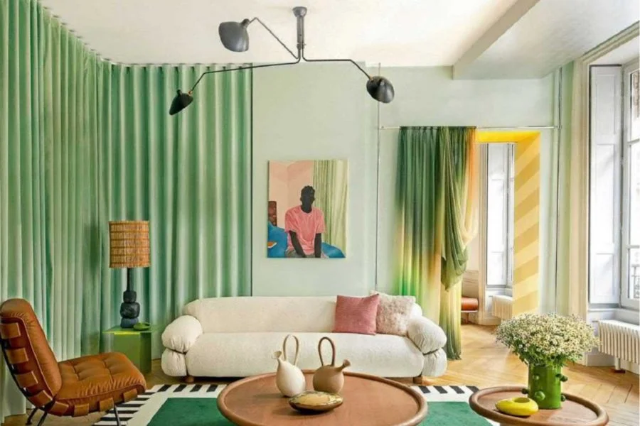 Room divider curtains green